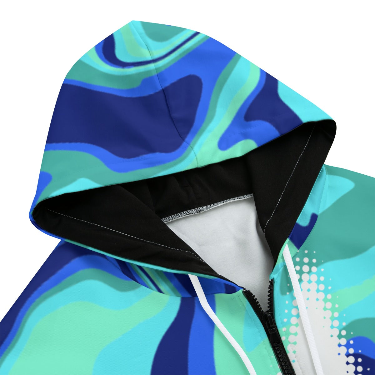 Bluza Hodie Zip Y2K Blue Liquid Swirl